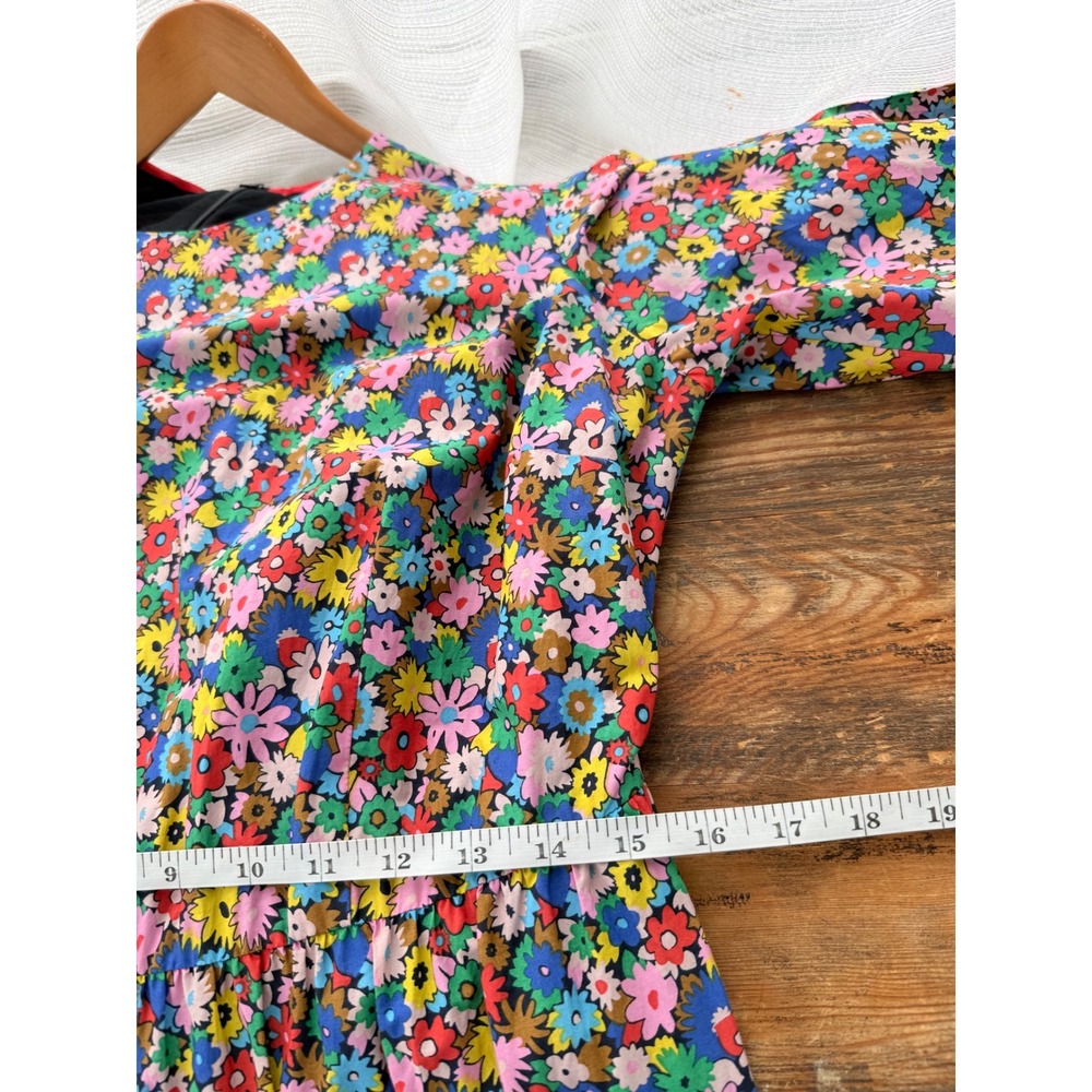 A7 Boden‎ Floral Midi Dress Long Sleeve Tiered Skirt UK14R US10R - Picture 6 of 9